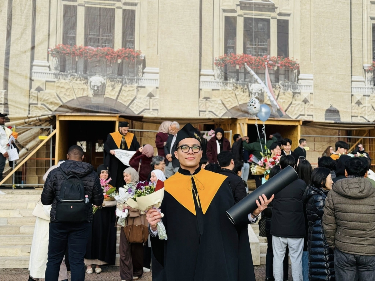 Anh Lê Đình Duy, tại Lễ Tốt nghiệp Đại học. Ảnh: FBNV