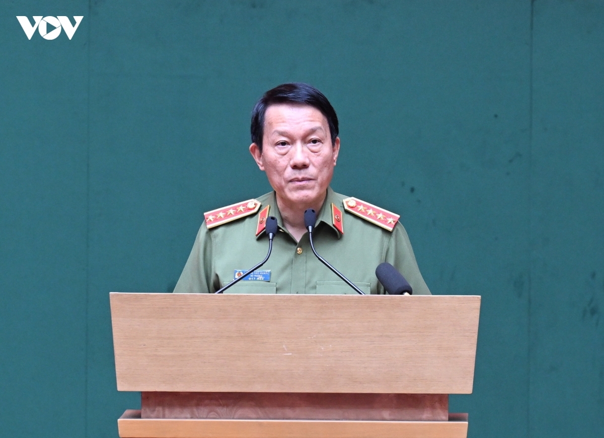 Bộ trưởng Bộ Công an Lương Tam Quang phát biểu tại hội nghị