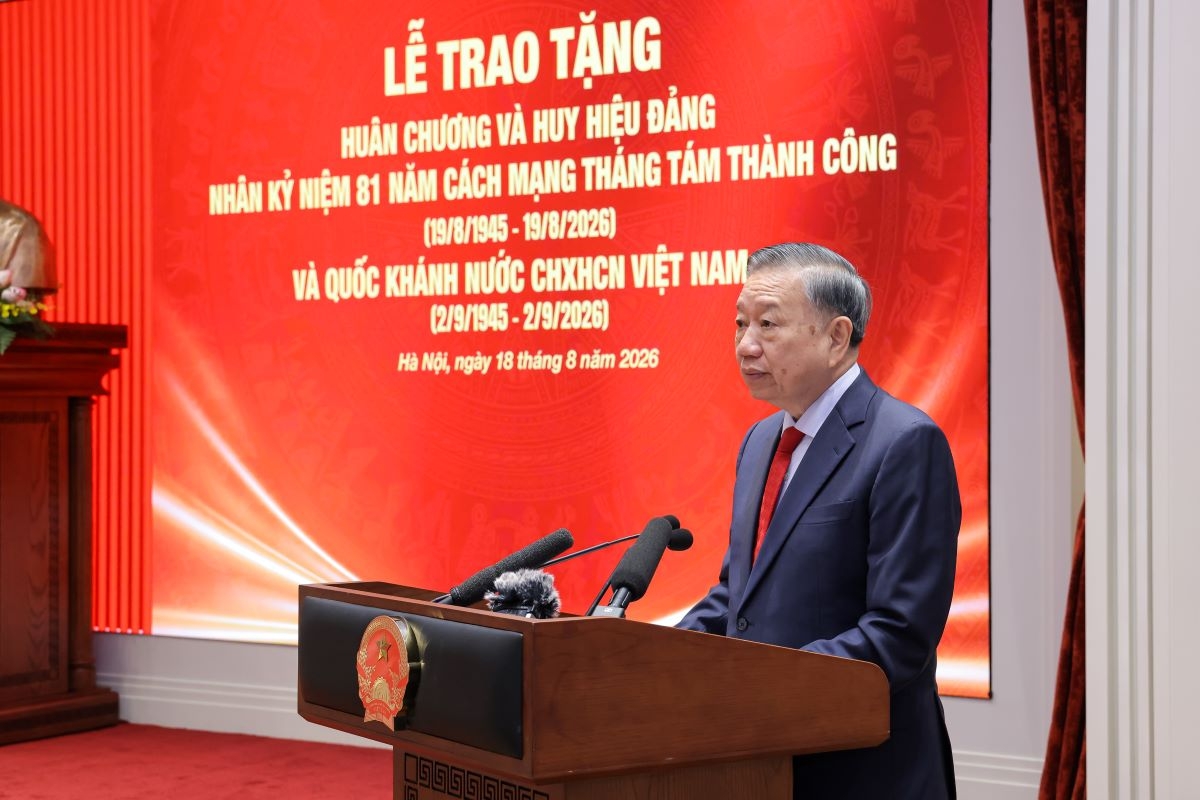 Sekjen sekaligus Presiden To Lam menyampaikan pidato dalam konferensi tersebut (Foto: Viet Cuong/VOV)