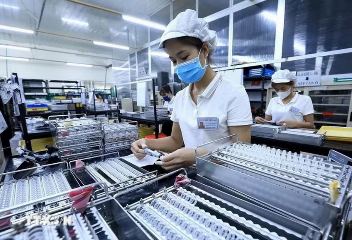 Workers at an FDI-funded company. (Photo: Tuan Anh/VNA)
