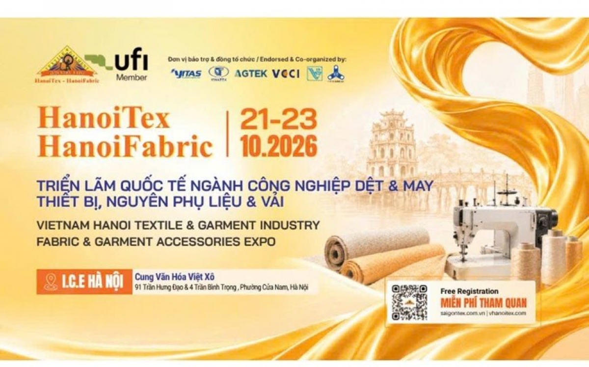 Triển lãm Quốc tế HanoiTex - HanoiFabric 2026 diễn ra từ ngày 21 đến 23-10 tại Hà Nội. Ảnh: BTC
