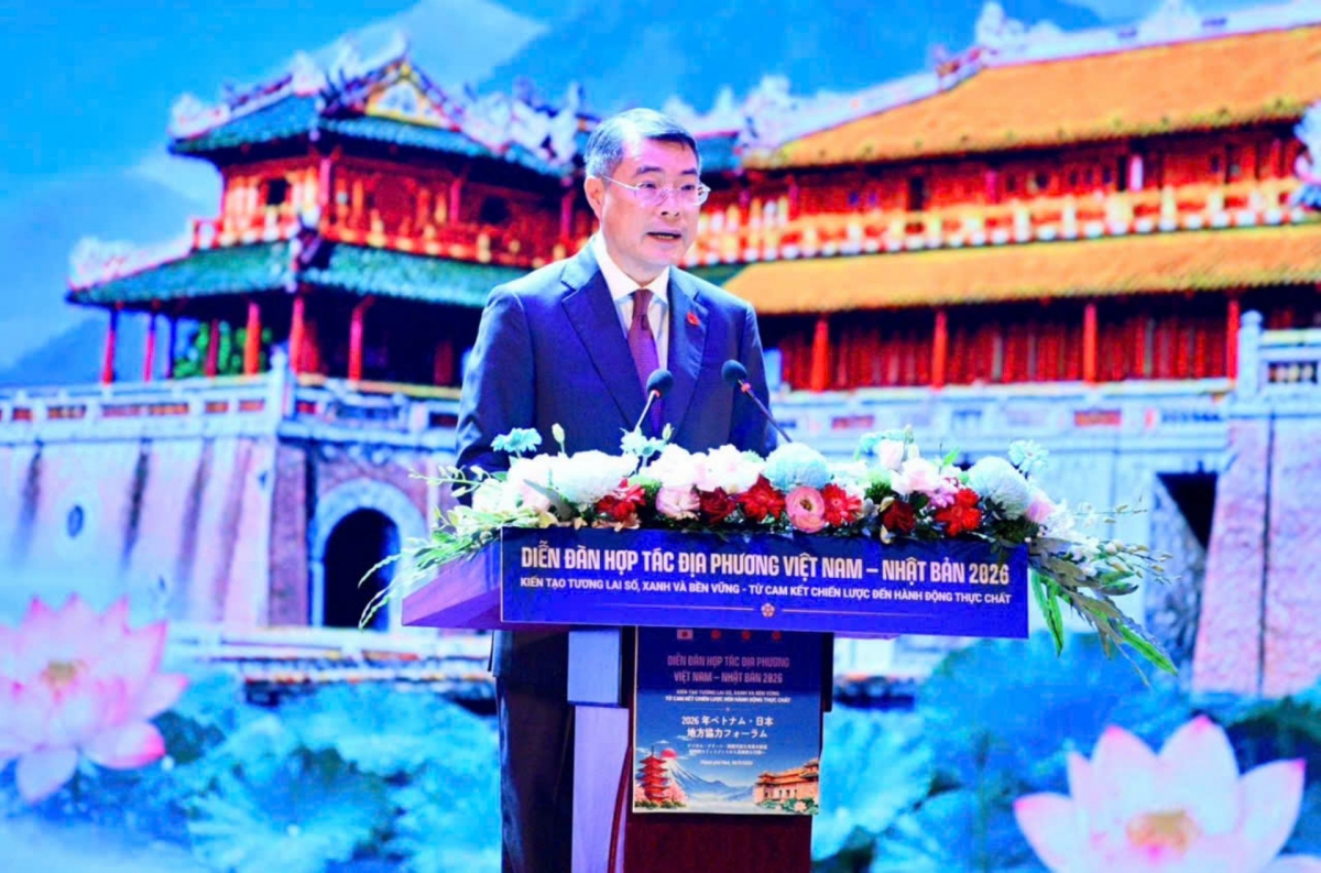 Prime Minister Le Minh Hung speaks at the Vietnam-Japan Local Cooperation Forum 2026. (Photo: Lai Hoa/VOV)