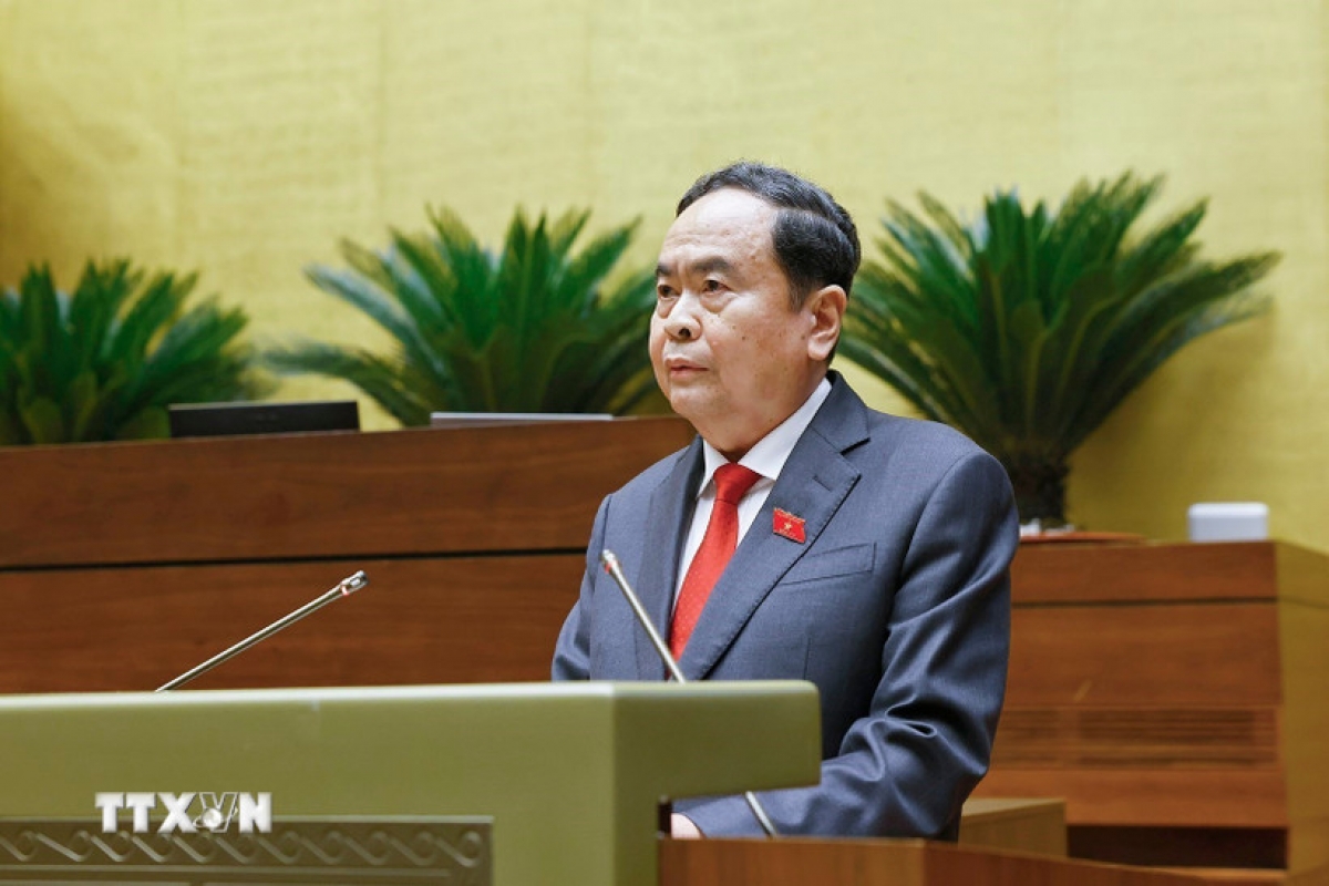 Chairman of the 16th National Assembly Tran Thanh Man delivershis inaugural speech. (Photo: VNA)