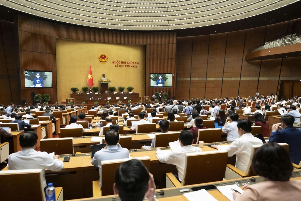 The 16th National Assembly's meeting in Dien Hong Hall on April 9, 2026. Photo: quochoi.vn