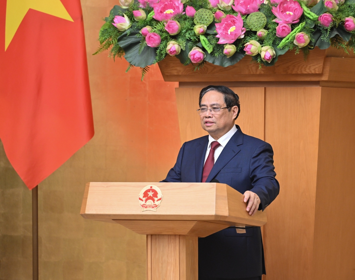 Thủ tướng Phạm Minh Chính phát biểu tại phiên họp. Ảnh: VOV