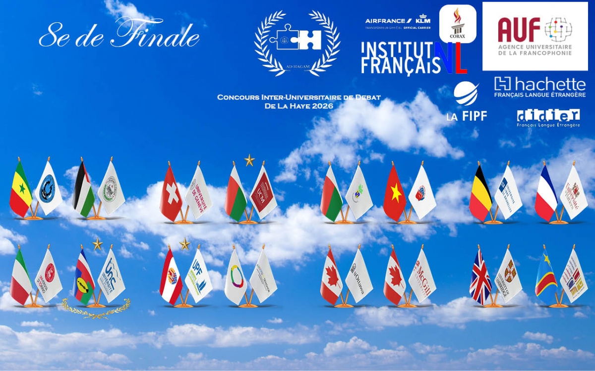 16 đội vượt qua vòng bảng Cuộc thi Tranh biện quốc tế Concours Inter-Universitaire de Débat de La Haye 2026.