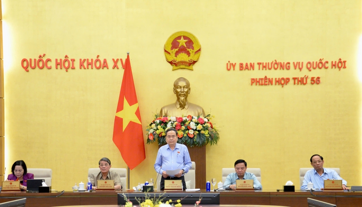 Chủ tịch Quốc hội Trần Thanh Mẫn phát biểu tại phiên họp. Ảnh: Lê Tuyết/VOV