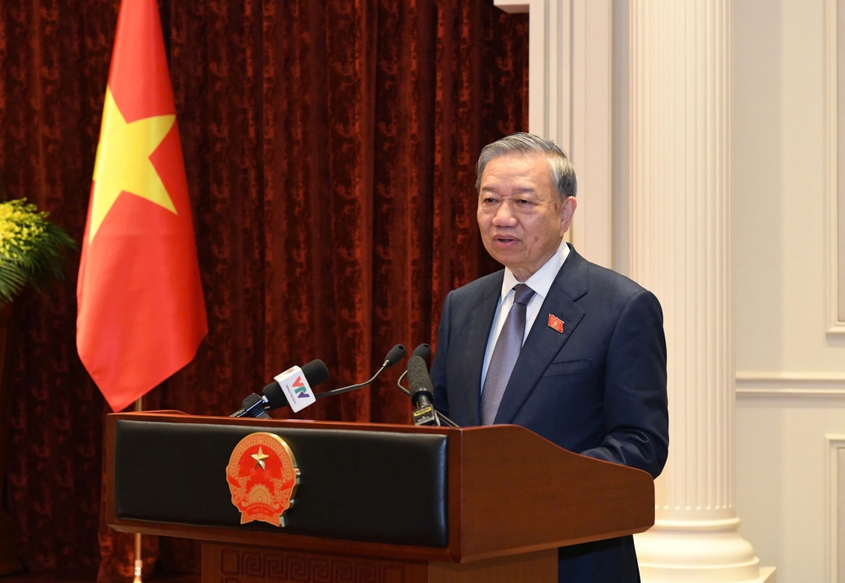 KPV-Generalsekretär und Staatspräsident To Lam hält eine Rede. (Foto: Van Hieu)