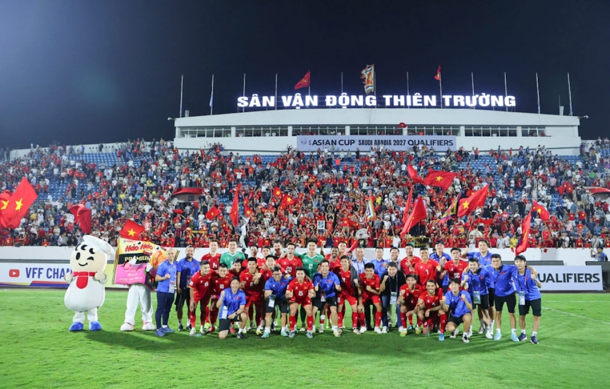 Đội tuyển Việt Nam chính thức góp mặt tại vòng chung kết Asian Cup 2027 với ngôi nhất bảng F, toàn thắng 6 trận. Ảnh: VFF