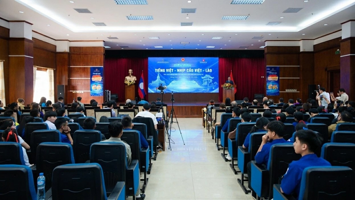 Quang cảnh Diễn đàn 'Tiếng Việt - Nhịp cầu Việt Lào". Ảnh: Chu Văn/baoquocte.vn