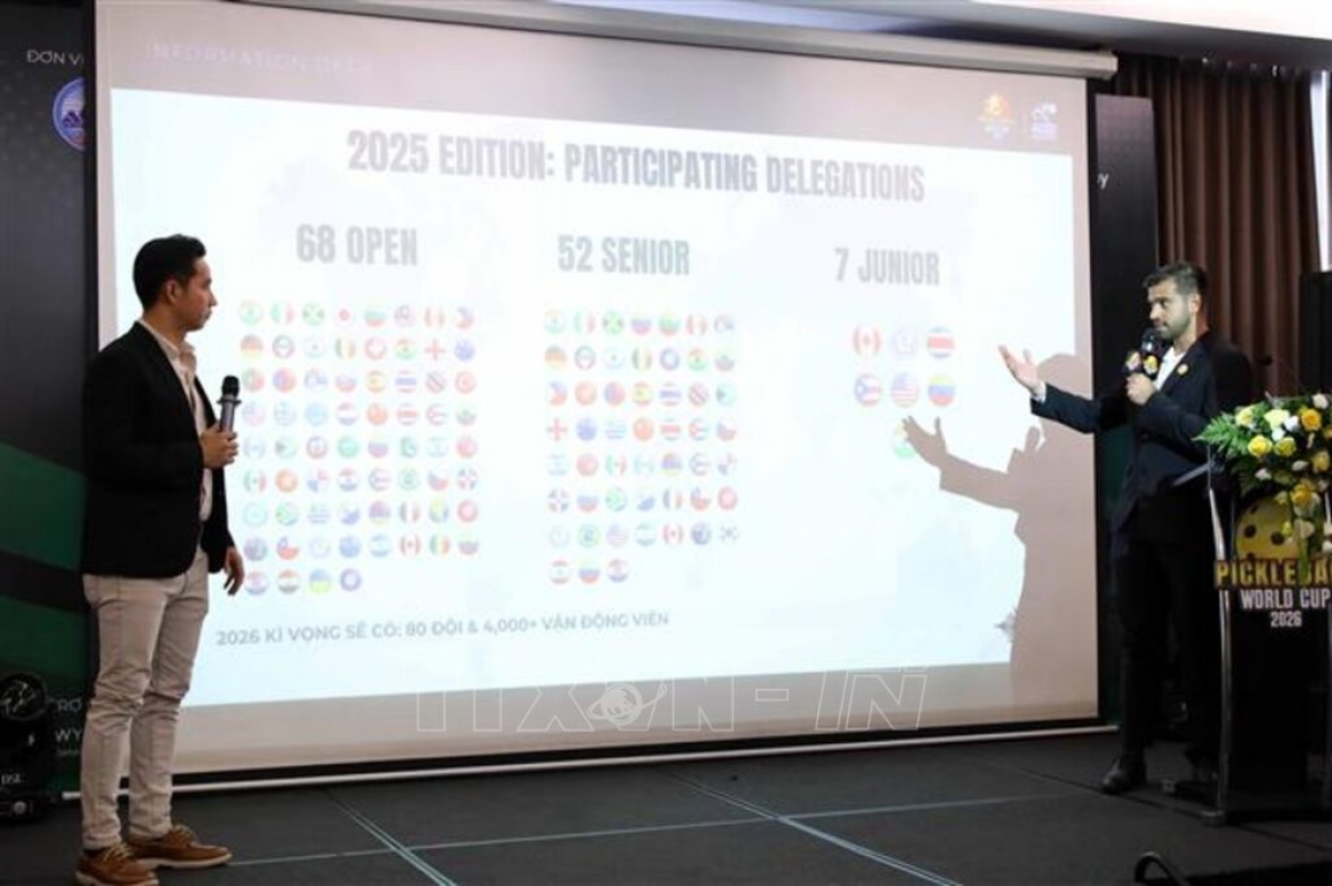 คณะกรรมการประกาศข้อมูลเกี่ยวกับารแข่งขัน Pickleball World Cup 2026 (Photo: TTXVN)