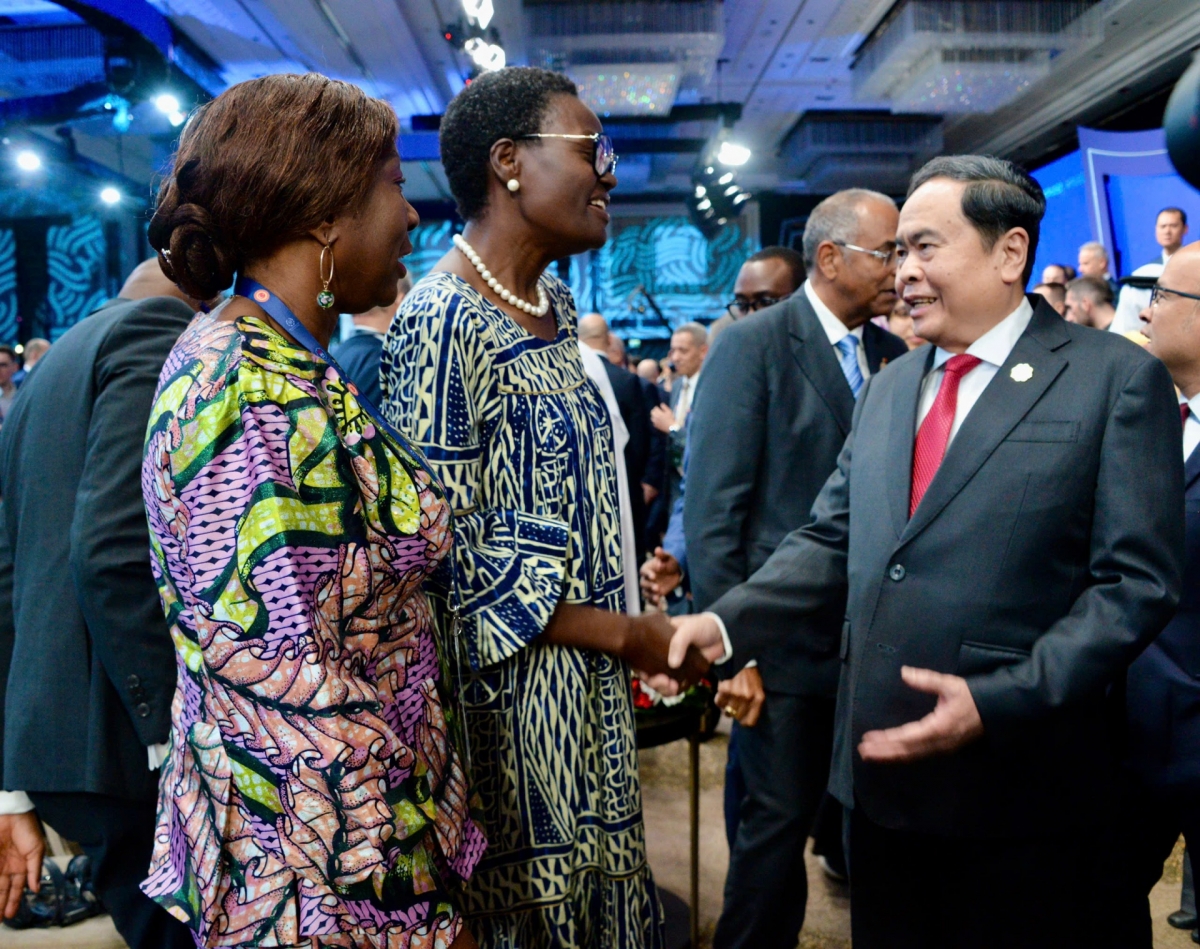 Chủ tịch Quốc hội Trần Thanh Mẫn trao đổi với Chủ tịch IPU Tulia Ackson.<br>
Ảnh: VOV-Lê Tuyết