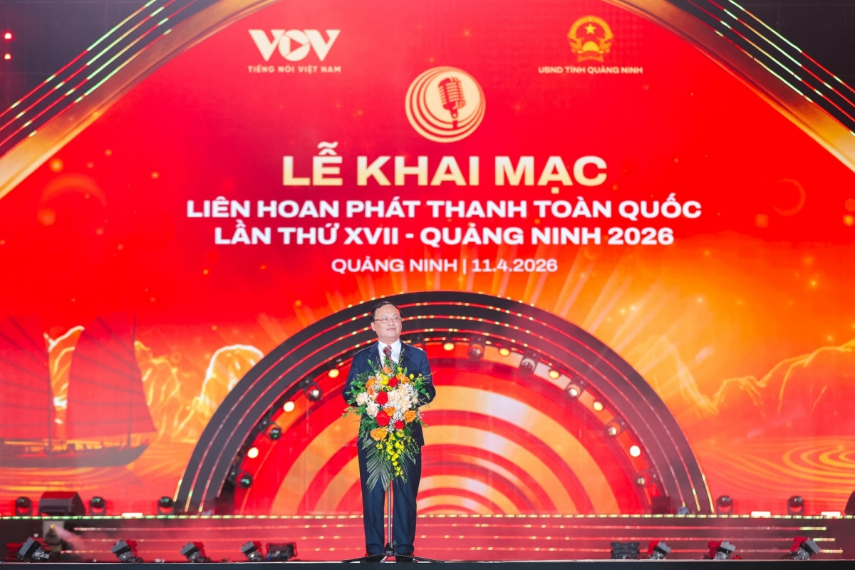 អគ្គនាយកវិទ្យុសំឡេងវៀតណាម លោក Do Tien Sy ថ្លែងសុន្ទរកថានៅក្នុងកម្មវិធី (រូបថត៖ VOV)