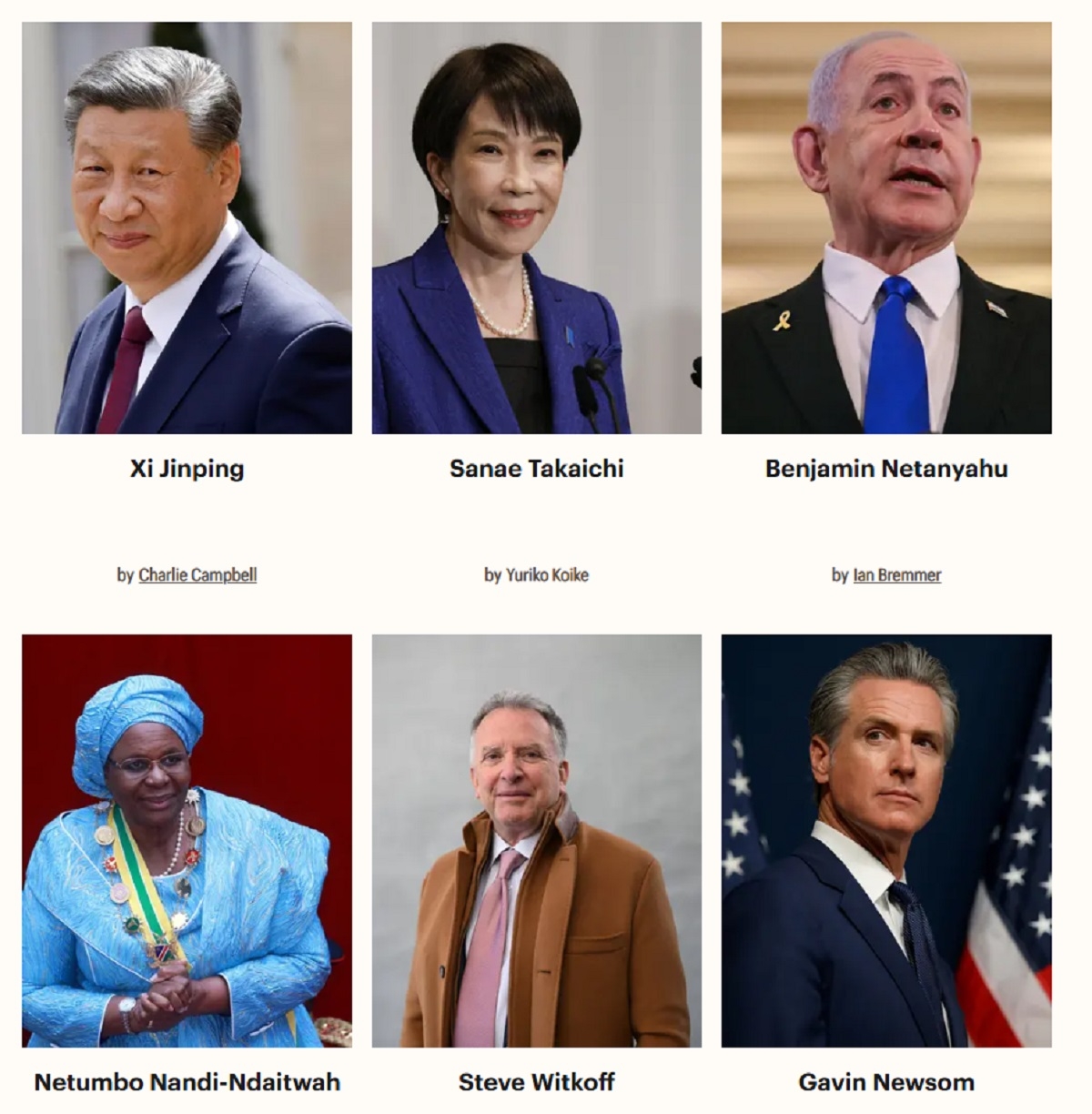 La catégorie «Leaders» de la liste Time 100 de cette année rassemble de nombreuses figures marquantes de la scène politique mondiale. Capture d’écran: time.com