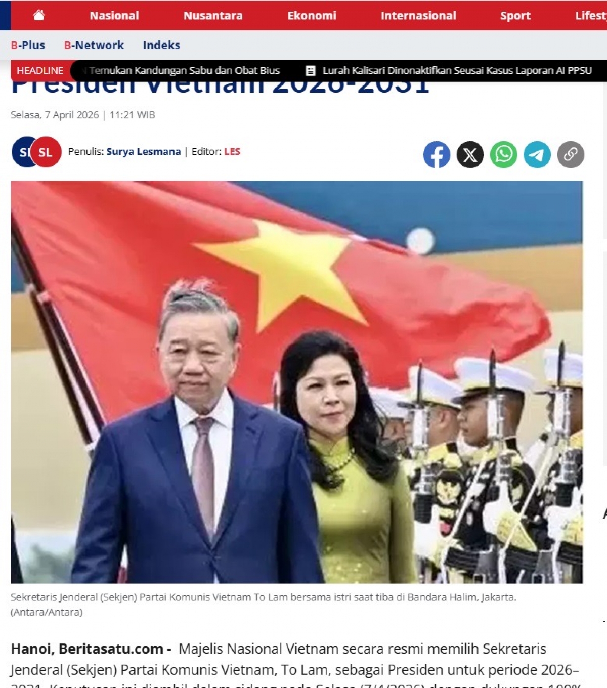 Halaman berita satu. Foto: screenshot