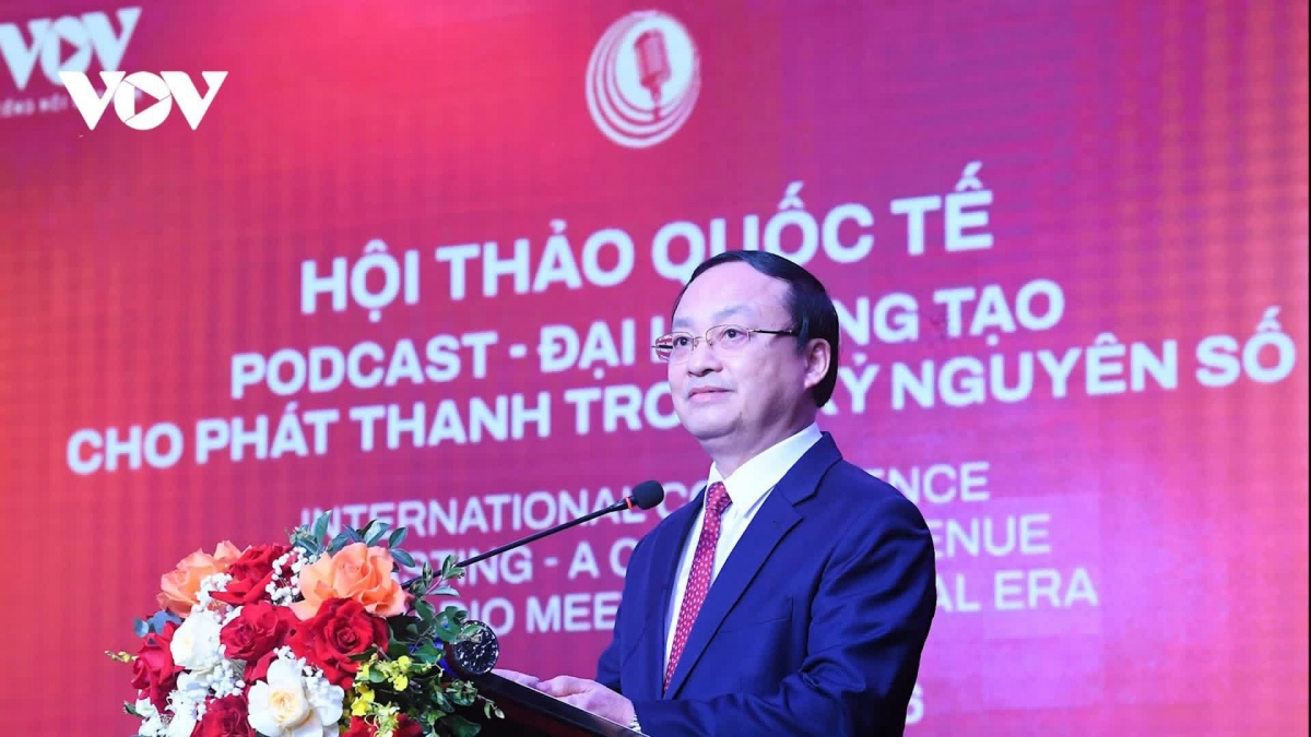President of Voice of Vietnam, Do Tien Sy, speaks at the event. Photo: VOV