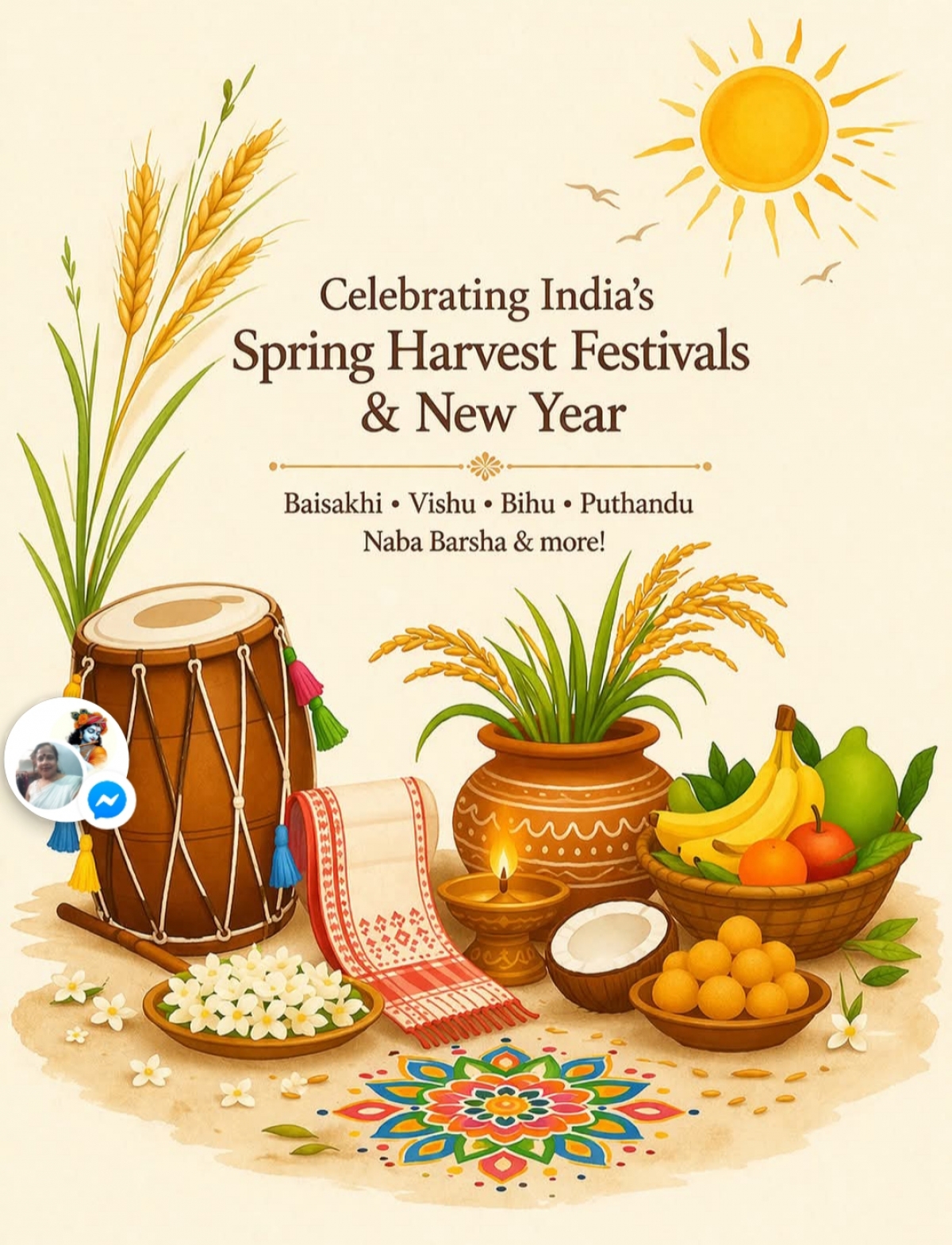 We thank Bidhan Chandra Sanyal of India for sending us this postcard and telling us about India's Spring Harvest Festivals.