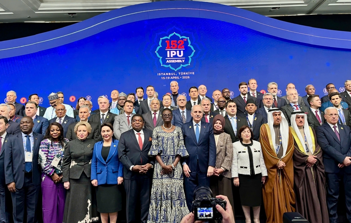 NA Chairman Tran Thanh Man and other delegates at IPU-152, Turkey, April 15, 2026.