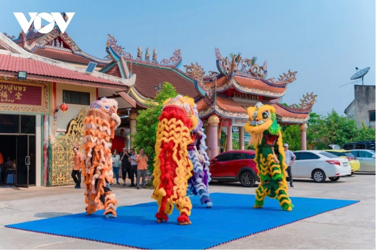 Không gian lễ hội năm nay thêm phần đặc sắc với các tiết mục biểu diễn mang đậm bản sắc văn hóa của Liên đoàn Lân Sư Rồng Việt Nam.