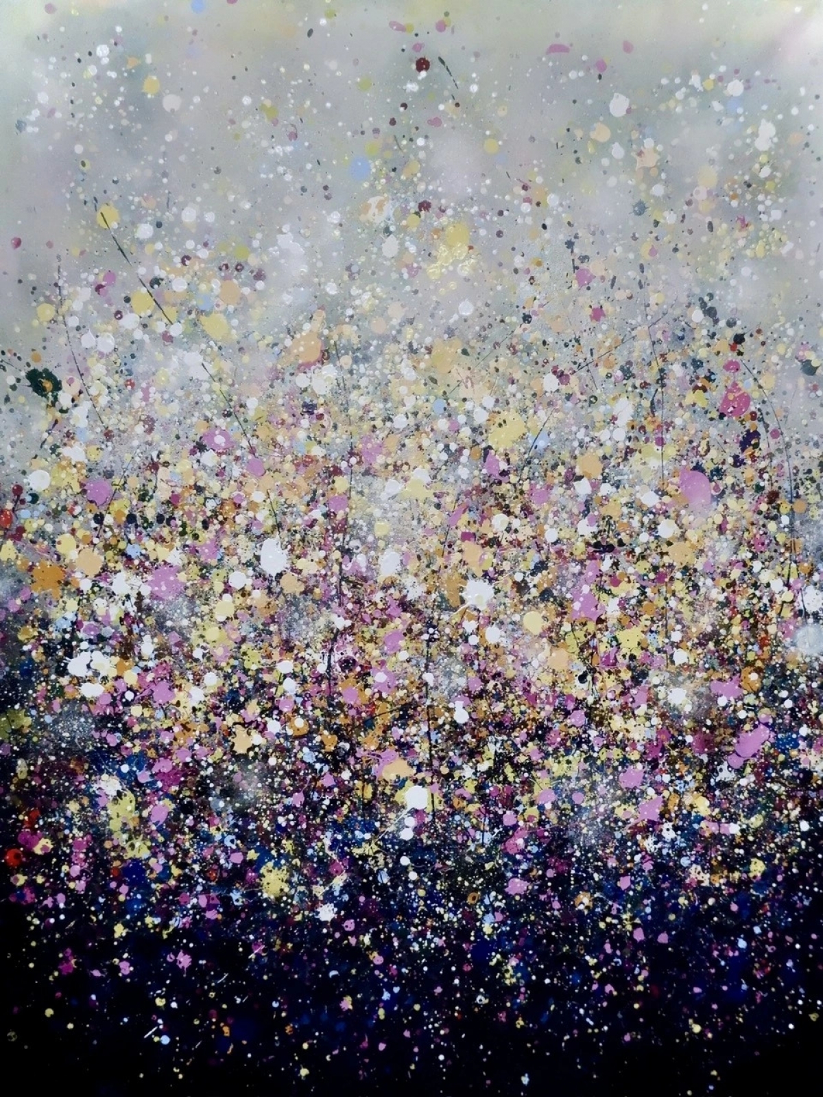 In photo: "Inner Bloom" by Van Guillemin. The last few paintings in her "Origine" collection veers away from defined forms, giving way to an exciting burst of color. (Photo courtesy of Van Guillemin)