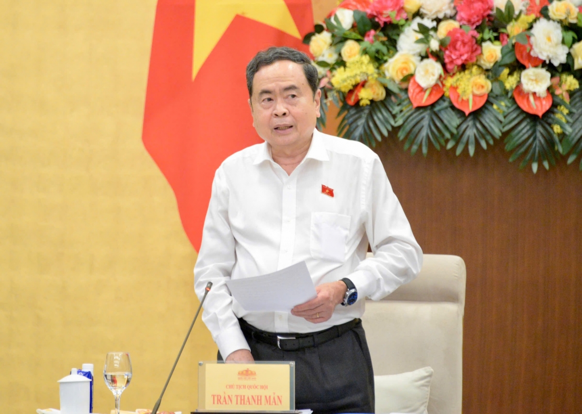 Chủ tịch Quốc hội Trần Thanh Mẫn phát biểu tại phiên họp. Ảnh: Lê Tuyết/VOV