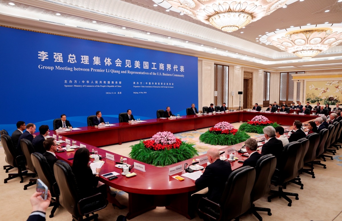 李克强总理5月14日在北京会见美国企业代表。<br>
图片来源：Go Nakamura/Pool Photo via AP。