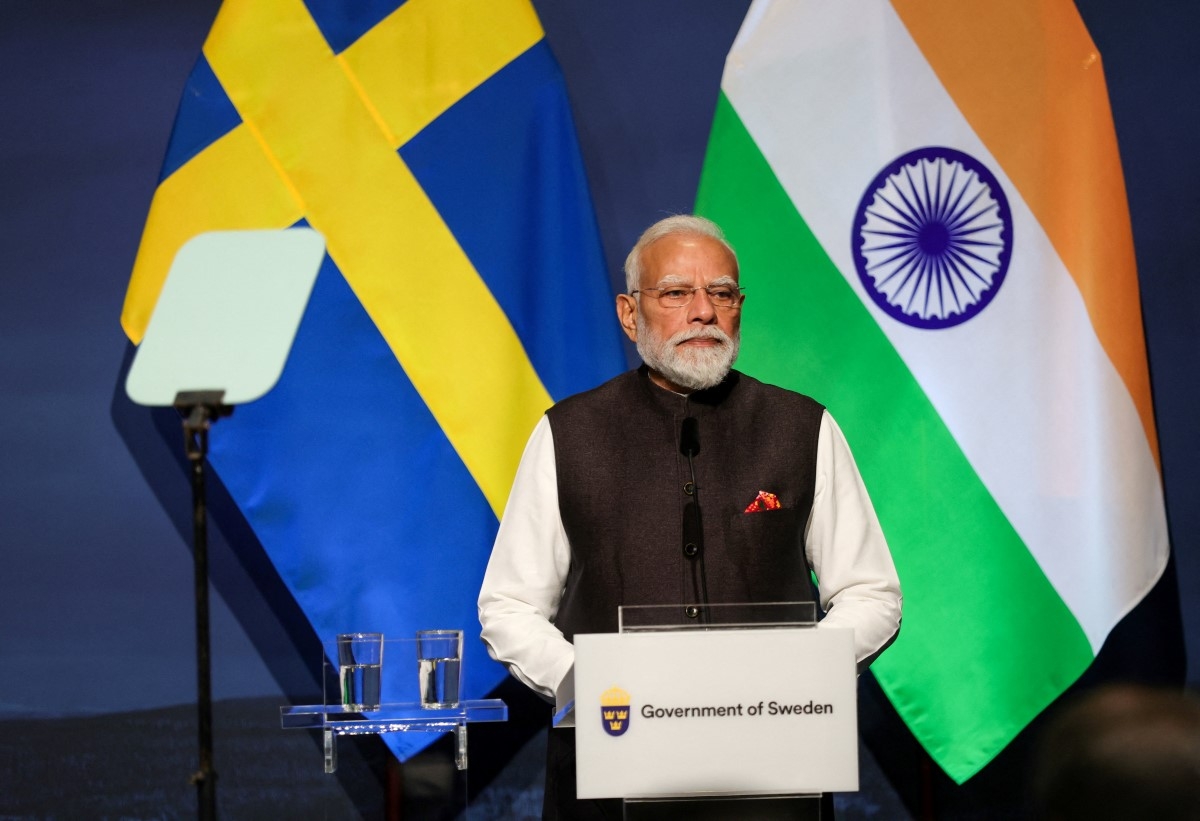 Le Premier ministre indien, Narendra Modi, participe à une conférence de presse à Göteborg, en Suède, le 17 mai 2026.<br>
Photo : Adam Ihse / TT News Agency / REUTERS