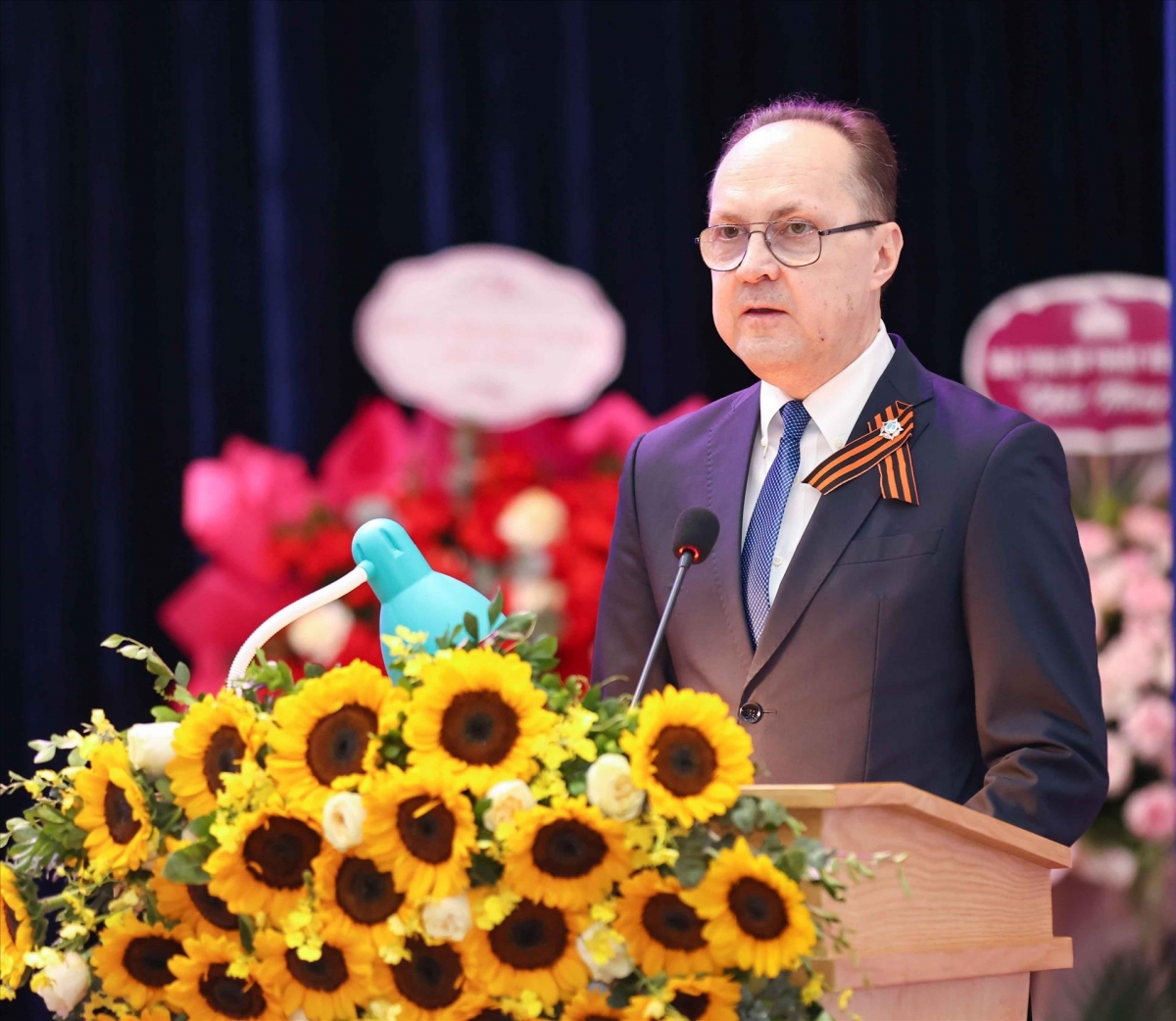  Đại sứ Đặc mệnh Toàn quyền Liên bang Nga tại Việt Nam G.S. Bezdetko phát biểu. Ảnh: Thanh Tùng/TTXVN
