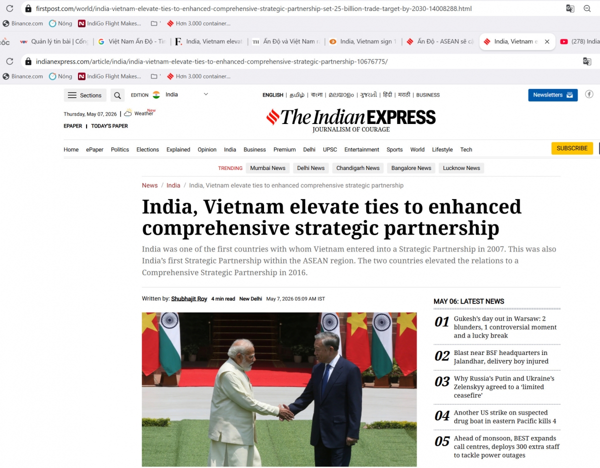 Screenshot of the Indian Express