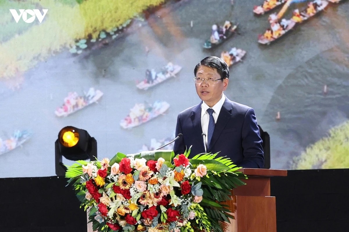 Vice Chairman of the Ninh Bình provincial People’s Committee Tran Song Tung speaks at the event (Photo: VOV)
