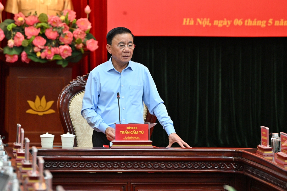 Thường trực Ban Bí thư Trần Cẩm Tú phát biểu tại buổi làm việc. Ảnh: VOV