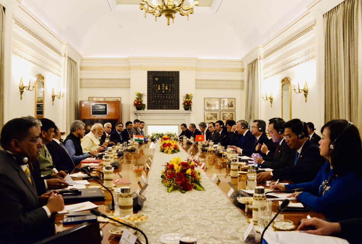 Party General Secretary and State President To Lam holds talks with Indian Prime Minister Narendra Modi. Photo: VOV