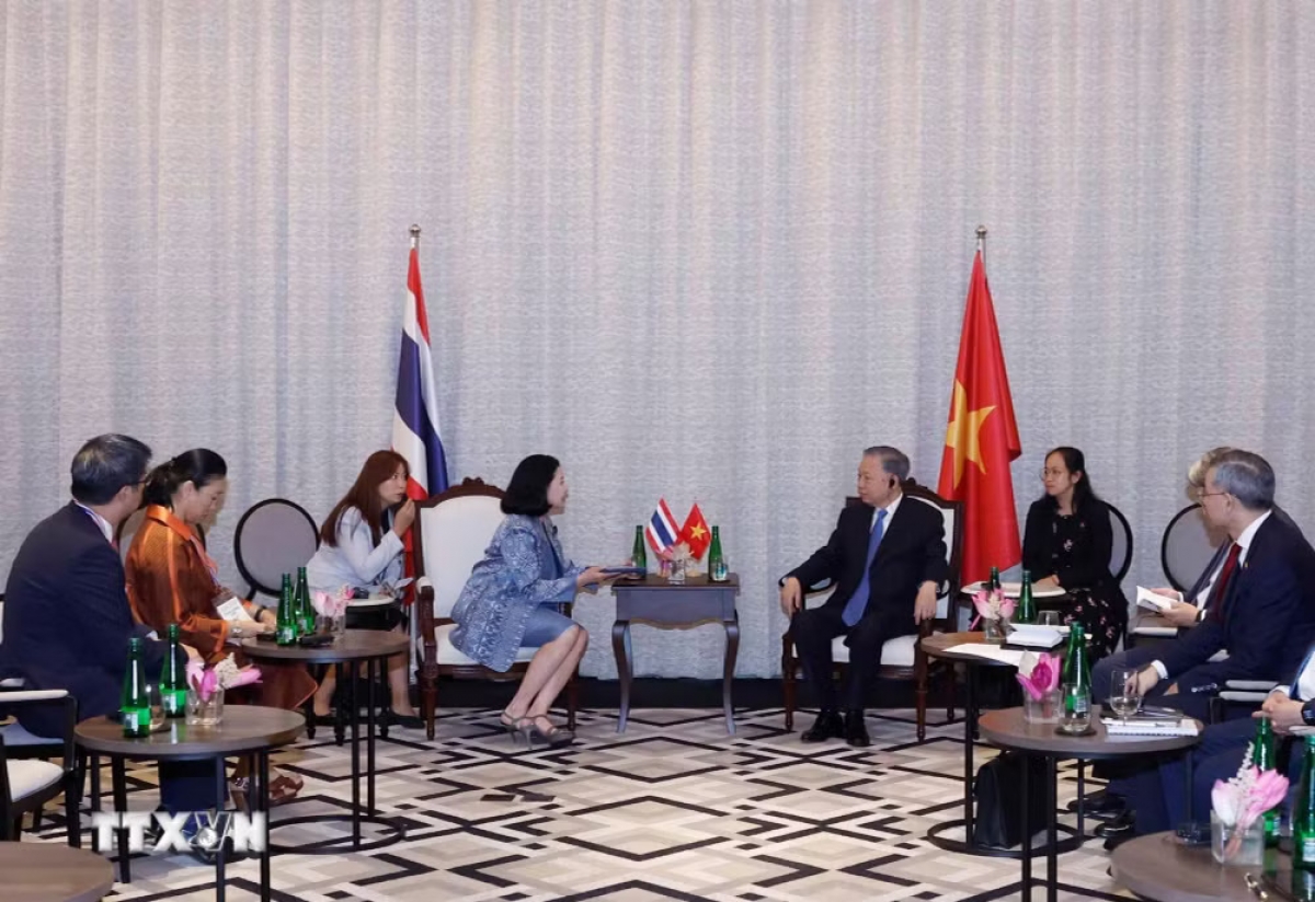 General Secretary and President To Lam receives Ms. Chadatip Chutrakul, CEO of Siam Piwat Group. Photo: Thong Nhat/VNA