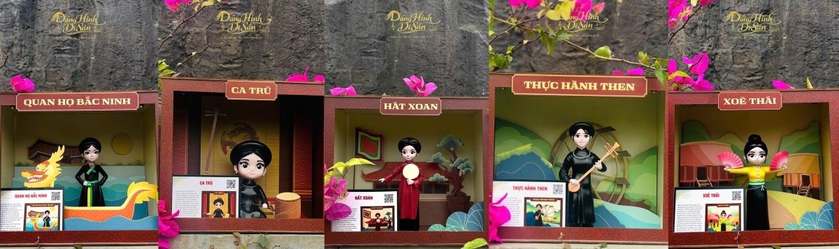 Five heritage boxes recreate five forms of Vietnam’s intangible cultural heritage recognized by UNESCO. (Photo: Kim Lieu/VOV5)