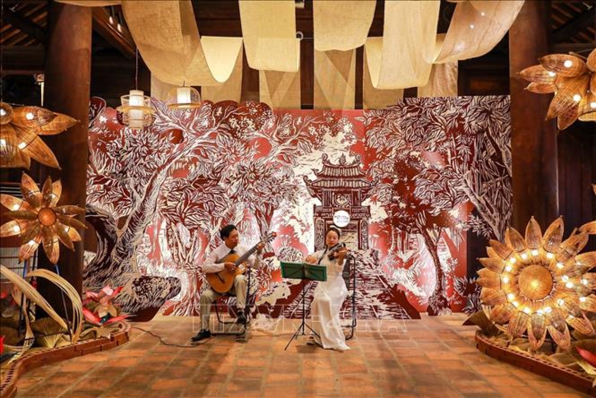 “The Laureates’ Garden” at the exhibition on Vietnam’s learning tradition at the Temple of Literature (Photo: VNA/Khanh Hoa)