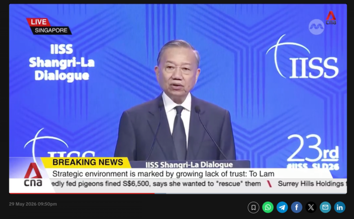 Este reportaje fue emitido por Channel News Asia inmediatamente después del discurso del líder vietnamita. Foto: VGP