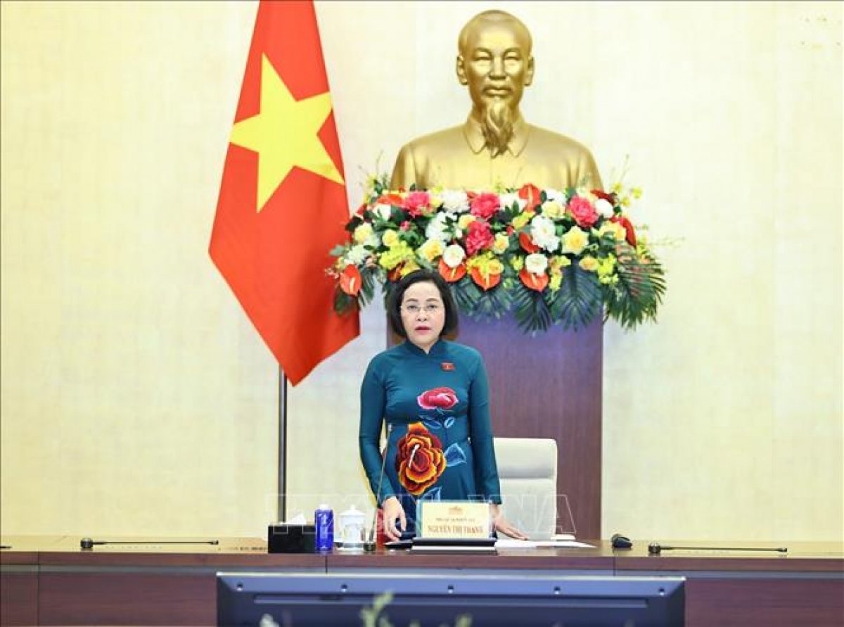 Phó Chủ tịch Quốc hội Nguyễn Thị Thanh phát biểu. Ảnh: Minh Đức/TTXVN