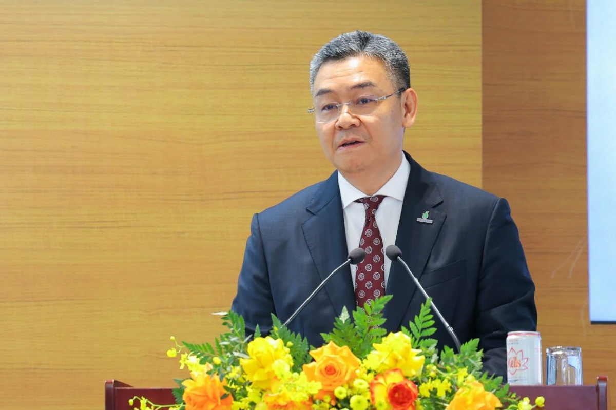 Le Manh Cuong speaks at the ceremony announcing his appointment as Petrovietnam’s new General Director, Hanoi, May 20, 2026.
