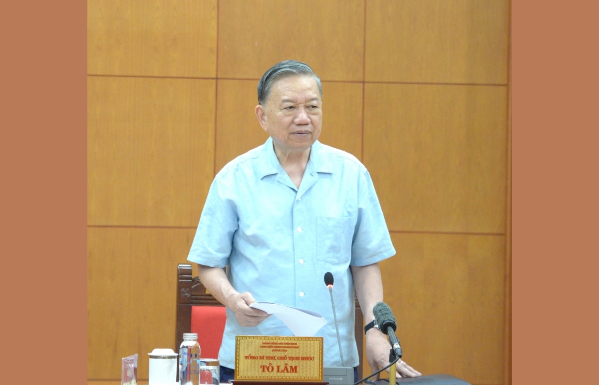 Tổng Bí thư Chủ tịch nước Tô Lâm phát biểu tại buổi làm việc. Ảnh: Văn Hiếu/VOV