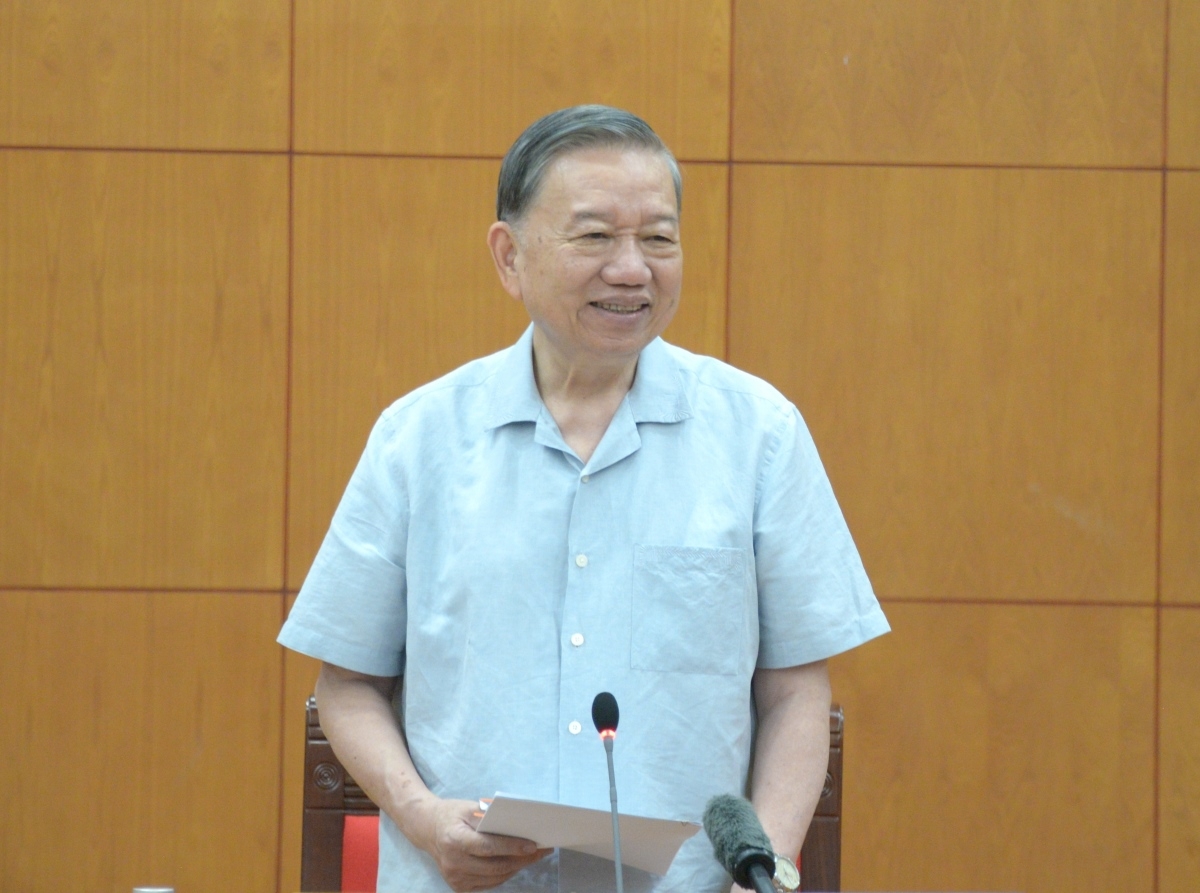 El secretario general del Partido Comunista y presidente de Vietnam, To Lam, durante su intervención en la reunión. Foto: Van Hieu/VOV