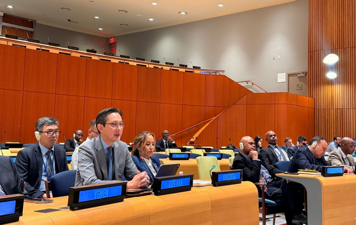Ambassador Do Hung Viet, head of Vietnam’s Permanent Mission to the United Nations, speaks at a meeting of the Non-Aligned Movement, New York, US, May 27, 2026.