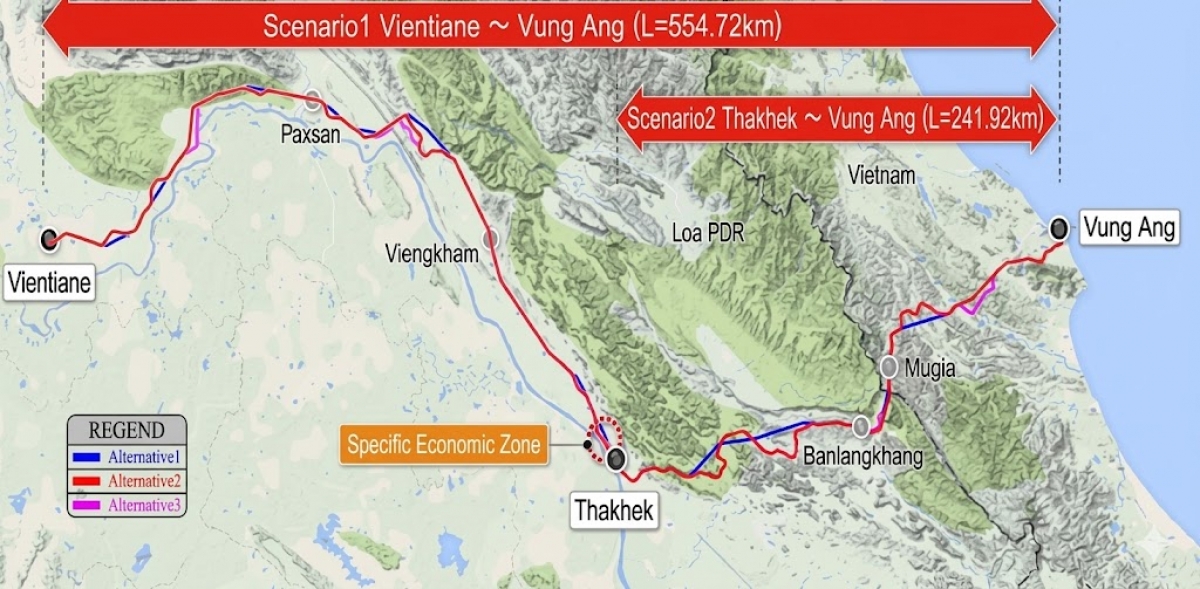 ខ្សែរថភ្លើងវៀងចន្ទន៍(ឡាវ)- វូងអាង (វៀតណាម)។​ 