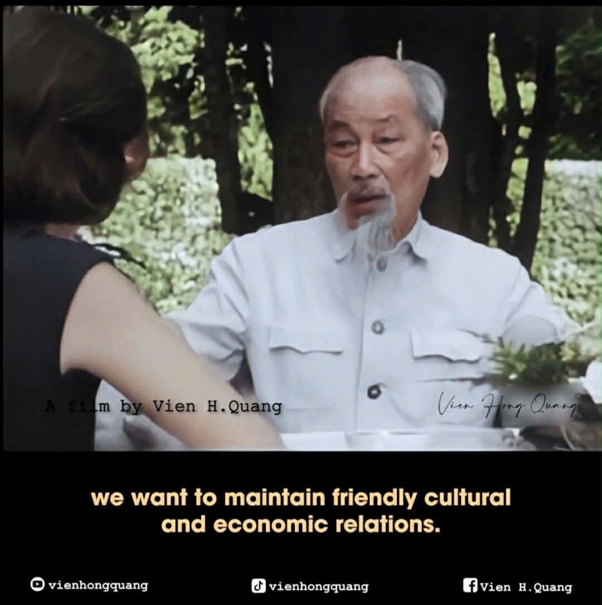 Capture d'écran de la vidéo d’interview du Président Hô Chi Minh restaurée par Viên Hông Quang. Photo: Viên Hông Quang