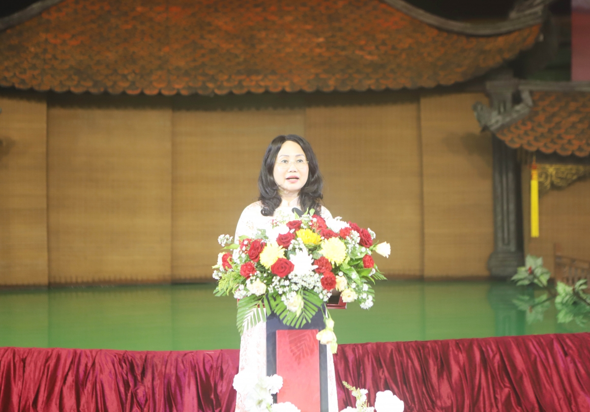 Bộ trưởng Văn hóa, Thể thao và Du lịch Lâm Thị Phương Thanh phát biểu khai mạc (Ảnh: Xuân Tú – TTXVN tại Lào)