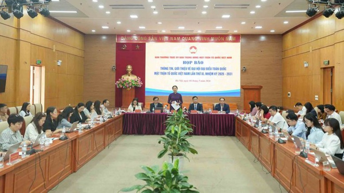 Toàn cảnh buổi họp báo thông tin về Đại hội đại biểu toàn quốc MTTQ Việt Nam lần thứ XI, nhiệm kỳ 2026-2031- Ảnh:VGP/Toàn Thắng