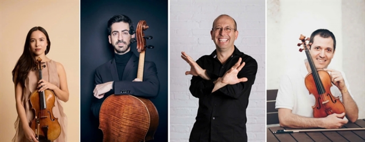 From left to right: Claudia Do Minh Ramos, Lorenzo Meseguer, Alberto Rosado and Marc Oliu Nieto, who performed at the concert celebrating the 150th birthday of legendary Spanish composer and pianist Manuel de Falla in Hanoi<br>
​​​(Photo: Spanish Embassy)