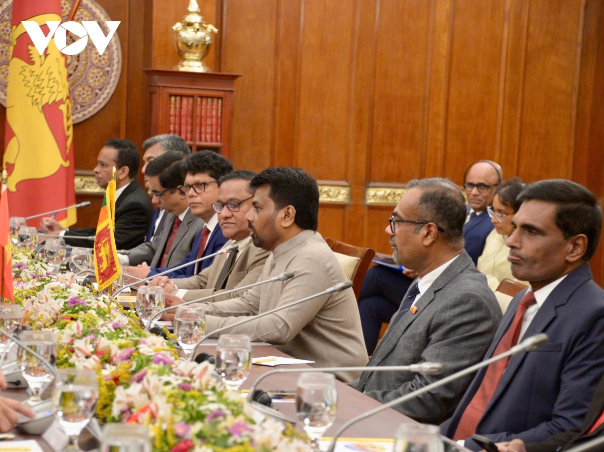 Tổng thống Sri Lanka Anura Kumara Dissanayake phát biểu tại hội đàm.