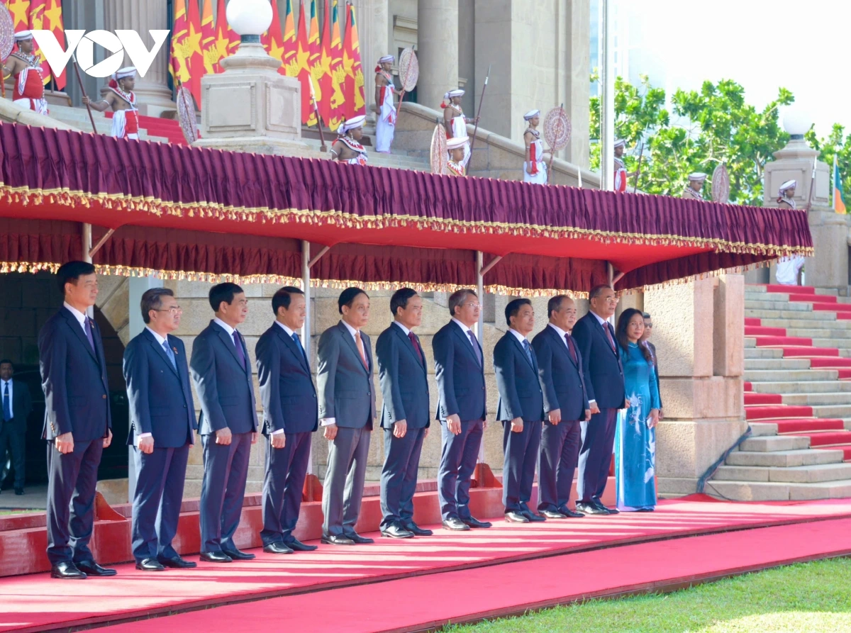 Đoàn đại biểu cấp cao Việt Nam tại lễ đón.