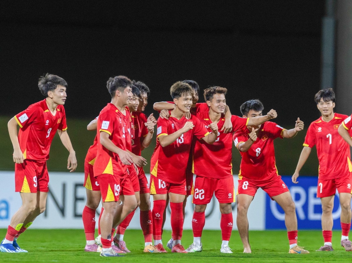 Die vietnamesische U17-Mannschaft gewinnt einen Startplatz für die U17-Fußball-Weltmeisterschaft in Bahrain. (Foto: VFF)
