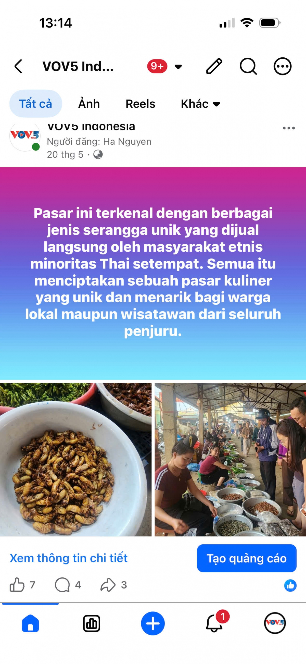 Foto layar Fanpage VOV5 Indonesia